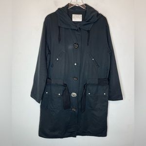 Lanvin Cotton Blend Black zip up with rhinestone detail buttons Jacket